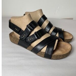 Clarks Womens Rosilla Keene Leather Strappy Sandals 8.5 Cork Comfort Flats